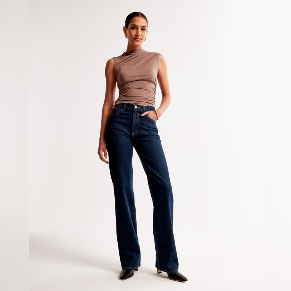 Abercrombie High Rise 90s Relaxed Jean Dark Rinse NWT Size 29